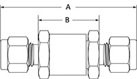 High pressure check tube fitting end connections.