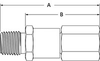 High pressure check valve male to female NPT end connections.