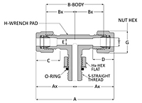 Male SAE Straight Thread Branch Tee - Duolok