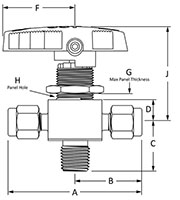 Ball valves- EB Series 3 Way Male NPT to Fractional Tube Fitting LINE