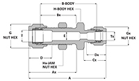 Tube fitting bulkhead reducing union