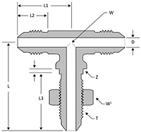 JIC bulkhead branch tee