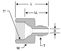 JIC tube end reducer one-piece