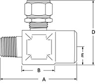 Lift check male to female NPT end connections line drawing.