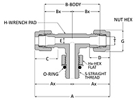 Tube fitting male straight thread branch teel