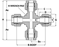 Tube fitting union cross