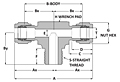 Tube fitting male branch teel