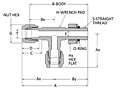 Tube fitting straight thread male run tee