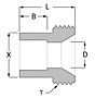 Stainless steel pipe fitting Koncentric socket weld threaded piece.