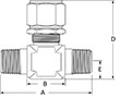 Lift check male NPT end connections line drawing.